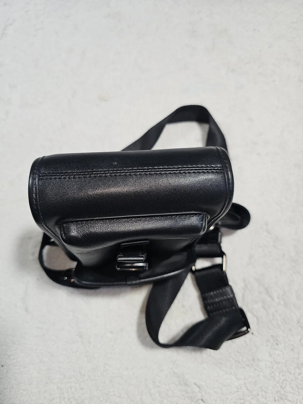 Coach Black Leather Messenger Crossbody with Detachable Coin Pouch